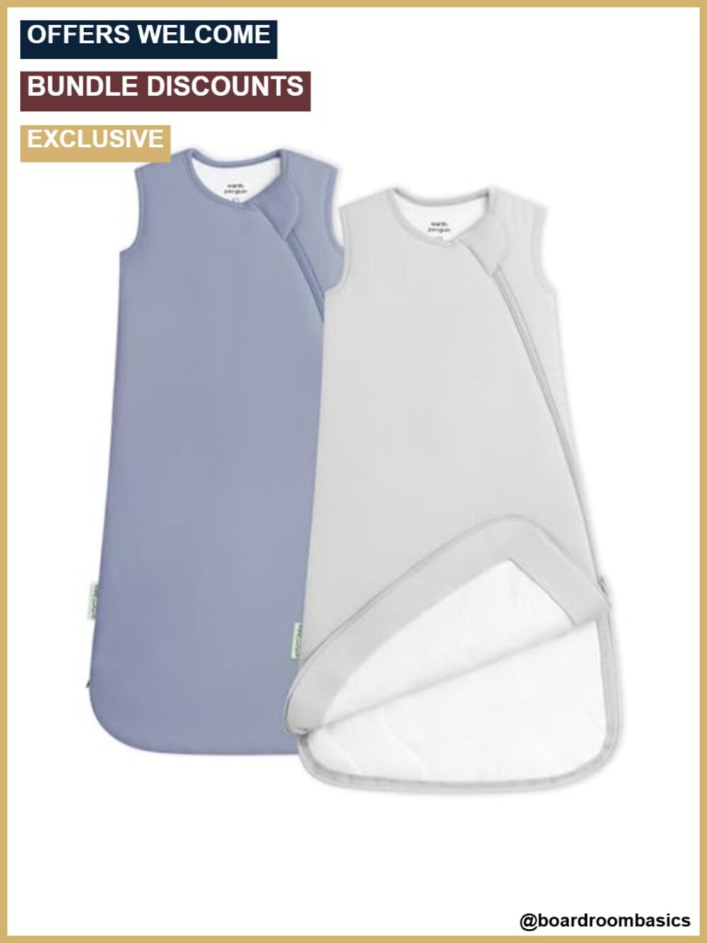 Bamboo Viscose Baby Sleep Sack 1.0 TOG 2-Way Zipper Wearable Blanket 2 Pack